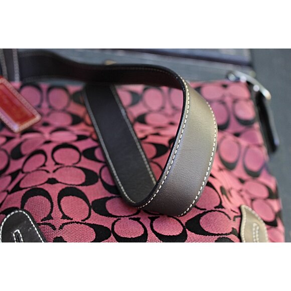 Coach Vintage Y2K - Signature and Leather Bucket Bag 6076 in Bordeaux Jacquard - Picture 11 of 14